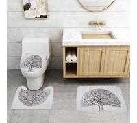 QRFASFZO Set Tappeti Bagno 3 Pezzi in Microfibra, Tappeti Assorbente Antiscivolo,Albero della vita, pianta con diversi temi, senza foglie e petali, simbolo del cambiamento clim,Tappetini Doccia