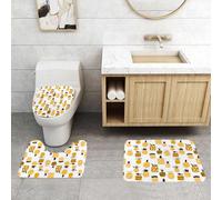 QRFASFZO Set Tappeti Bagno 3 Pezzi in Microfibra, Tappeti Assorbente Antiscivolo,Ananas giallo, motivo astratto estivo con frutti di spiaggia, stile doodle1,Tappetini Doccia