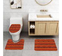 QRFASFZO Set Tappeti Bagno 3 Pezzi in Microfibra, Tappeti Assorbente Antiscivolo,Arancione, motivo etnico astratto disegnato a mano, bordi antichi tribali artistici scarabocchi,Tappetini Doccia