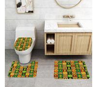 QRFASFZO Set Tappeti Bagno 3 Pezzi in Microfibra, Tappeti Assorbente Antiscivolo,Arazzo geometrico vivido Un caleidoscopio di forme e colori,Tappetini Doccia