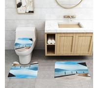 QRFASFZO Set Tappeti Bagno 3 Pezzi in Microfibra, Tappeti Assorbente Antiscivolo,architettura moderna splendida vista lago dalla terrazza di un attico,Tappetini Doccia