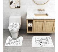 QRFASFZO Set Tappeti Bagno 3 Pezzi in Microfibra, Tappeti Assorbente Antiscivolo,Arte astratta in stile cubista moderno e surreale con rto a croce che rappresenta il volto di u,Tappetini Doccia