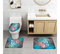 QRFASFZO Set Tappeti Bagno 3 Pezzi in Microfibra, Tappeti Assorbente Antiscivolo,Arte del tatuaggio, i personaggi abbracciati dalle farfalle sono come texture, forme di farfall,Tappetini Doccia