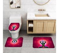 QRFASFZO Set Tappeti Bagno 3 Pezzi in Microfibra, Tappeti Assorbente Antiscivolo,Arte yoga, una donna in posa di meditazione, con vividi colori dei chakra su sfondo rosa decora,Tappetini Doccia