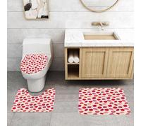 QRFASFZO Set Tappeti Bagno 3 Pezzi in Microfibra, Tappeti Assorbente Antiscivolo,Bacio, colori vibranti, labbra sexy, glamour, moda, cosmetici, trucco, tema, ragazze, motivo, d,Tappetini Doccia
