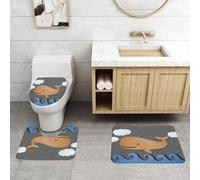 QRFASFZO Set Tappeti Bagno 3 Pezzi in Microfibra, Tappeti Assorbente Antiscivolo,Balena, carta di legno come una balena disegnata in aria con un'immagine di balena su carta, fu,Tappetini Doccia