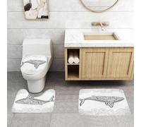 QRFASFZO Set Tappeti Bagno 3 Pezzi in Microfibra, Tappeti Assorbente Antiscivolo,Balena con ornamenti tribali Stock Vector - Illustrazione di bella, carina,Tappetini Doccia
