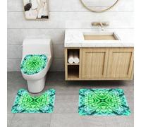 QRFASFZO Set Tappeti Bagno 3 Pezzi in Microfibra, Tappeti Assorbente Antiscivolo,Caleidoscopio quadrato psichedelico e astratto con espansione psichedelica oscura,Tappetini Doccia