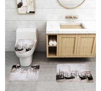 QRFASFZO Set Tappeti Bagno 3 Pezzi in Microfibra, Tappeti Assorbente Antiscivolo,Canale veneziano, le gondole attraccano lungo il canale, appoggiate al lontano campanile e agli,Tappetini Doccia