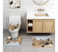 QRFASFZO Set Tappeti Bagno 3 Pezzi in Microfibra, Tappeti Assorbente Antiscivolo,Cappello da cowboy occidentale su un ramo di albero secco e,Tappetini Doccia