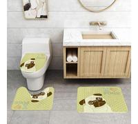QRFASFZO Set Tappeti Bagno 3 Pezzi in Microfibra, Tappeti Assorbente Antiscivolo,Carlino, cagnolino carino con la testa inclinata e un'espressione adorabile. Adoro i carlini.,Tappetini Doccia