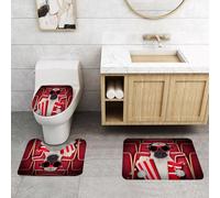 QRFASFZO Set Tappeti Bagno 3 Pezzi in Microfibra, Tappeti Assorbente Antiscivolo,Carlino, cane divertente che guarda un film, popcorn, bibite e bicchieri, fotografia di animali,Tappetini Doccia
