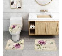 QRFASFZO Set Tappeti Bagno 3 Pezzi in Microfibra, Tappeti Assorbente Antiscivolo,cartolina d'epoca con una rosa disegnata a mano,Tappetini Doccia