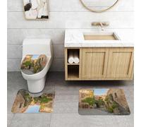 QRFASFZO Set Tappeti Bagno 3 Pezzi in Microfibra, Tappeti Assorbente Antiscivolo,Case di un villaggio toscano con fiori colorati all'esterno nel villaggio di Burano, Venezia, I,Tappetini Doccia