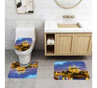 QRFASFZO Set Tappeti Bagno 3 Pezzi in Microfibra, Tappeti Assorbente Antiscivolo,Cattedrale di Notre Dame al tramonto a Parigi, Francia, Riverside Scen,Tappetini Doccia