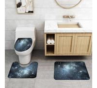 QRFASFZO Set Tappeti Bagno 3 Pezzi in Microfibra, Tappeti Assorbente Antiscivolo,Cielo stellato, intricato motivo di gas di camino illuminato dalle stelle vicine nell'immenso u,Tappetini Doccia