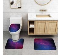 QRFASFZO Set Tappeti Bagno 3 Pezzi in Microfibra, Tappeti Assorbente Antiscivolo,Cielo stellato romantico e nebulosa colorata, scena cosmica misteriosa con stelle e mix - nebul,Tappetini Doccia