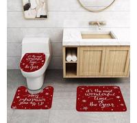 QRFASFZO Set Tappeti Bagno 3 Pezzi in Microfibra, Tappeti Assorbente Antiscivolo,Citazione, Concetto di Natale: È il periodo più meraviglioso dell'anno, Frase e Fiocco di neve,Tappetini Doccia