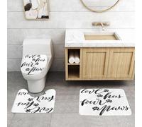 QRFASFZO Set Tappeti Bagno 3 Pezzi in Microfibra, Tappeti Assorbente Antiscivolo,Citazione, lettere scritte a mano in stile acquerello, l'amore ha quattro zampe, calligrafia a,Tappetini Doccia