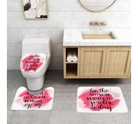 QRFASFZO Set Tappeti Bagno 3 Pezzi in Microfibra, Tappeti Assorbente Antiscivolo,Citazione: Sii la ragione per cui qualcuno sorride oggi, calligrafia su una macchia di acquer,Tappetini Doccia