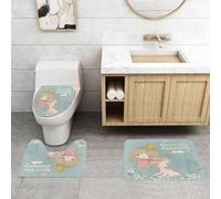 QRFASFZO Set Tappeti Bagno 3 Pezzi in Microfibra, Tappeti Assorbente Antiscivolo,Citazione, sizione artistica con la piccola principessa unicorno. Non smettere mai di sognare.,Tappetini Doccia