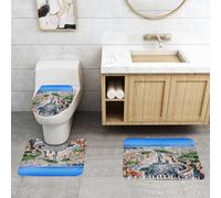 QRFASFZO Set Tappeti Bagno 3 Pezzi in Microfibra, Tappeti Assorbente Antiscivolo,Città del Vaticano, Roma. Piazza San Pietro vista dalla Basilica di San Pietro.,Tappetini Doccia