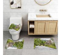 QRFASFZO Set Tappeti Bagno 3 Pezzi in Microfibra, Tappeti Assorbente Antiscivolo,città e ponte nel cuore del Parco Nazionale di Smowdonia a Gwynedd, Galles, Regno Unito,Tappetini Doccia
