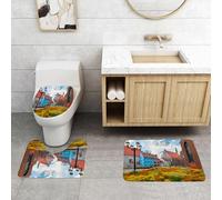 QRFASFZO Set Tappeti Bagno 3 Pezzi in Microfibra, Tappeti Assorbente Antiscivolo,Città Vecchia di Riga, capitale della Lettonia, con edifici storici medievali,Tappetini Doccia
