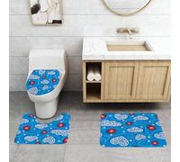 QRFASFZO Set Tappeti Bagno 3 Pezzi in Microfibra, Tappeti Assorbente Antiscivolo,Coccinelle, Coccinelle e Nuvole Ornate Magia nell'Aria Pura Speranza Creature Arte Stampa Desig,Tappetini Doccia