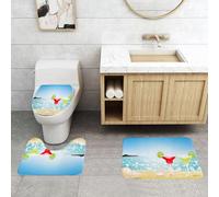 QRFASFZO Set Tappeti Bagno 3 Pezzi in Microfibra, Tappeti Assorbente Antiscivolo,Cocktail Margarita, due bicchieri di lime in sabbia. Estate, spiaggia tropicale vicino all'ocea,Tappetini Doccia