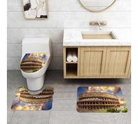 QRFASFZO Set Tappeti Bagno 3 Pezzi in Microfibra, Tappeti Assorbente Antiscivolo,Colosseo di Roma, l'anfiteatro romano si erge maestoso sotto il cielo nuvoloso con magnifiche m,Tappetini Doccia