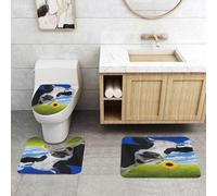 QRFASFZO Set Tappeti Bagno 3 Pezzi in Microfibra, Tappeti Assorbente Antiscivolo,Con un fiore nel muso. Bellissimi prati fioriti della Svizzera centrale e cielo azzurro sullo s,Tappetini Doccia