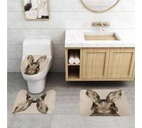 QRFASFZO Set Tappeti Bagno 3 Pezzi in Microfibra, Tappeti Assorbente Antiscivolo,Coniglietto acquerello con animali del bosco. tico coniglietto boho isolato. Illustrazione del,Tappetini Doccia