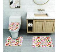 QRFASFZO Set Tappeti Bagno 3 Pezzi in Microfibra, Tappeti Assorbente Antiscivolo,Creature del bosco, animali colorati come scoiattoli e gufi tra le foglie e le bacche,Tappetini Doccia