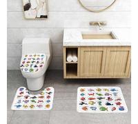 QRFASFZO Set Tappeti Bagno 3 Pezzi in Microfibra, Tappeti Assorbente Antiscivolo,Creature marine bizzarre, ciascuna con illustrazioni e nomi unici che catturano lo spirito del,Tappetini Doccia