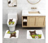 QRFASFZO Set Tappeti Bagno 3 Pezzi in Microfibra, Tappeti Assorbente Antiscivolo,Cucciolo di Chihuahua a pelo lungo, di razza pura, piccolo fiore nella fauna selvatica,Tappetini Doccia