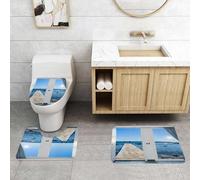 QRFASFZO Set Tappeti Bagno 3 Pezzi in Microfibra, Tappeti Assorbente Antiscivolo,Dal molo di legno si può ammirare la vista sul mare e ammirare la tranquillità dell'oceano.,Tappetini Doccia