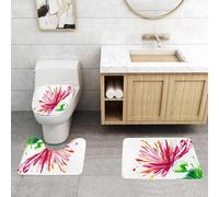 QRFASFZO Set Tappeti Bagno 3 Pezzi in Microfibra, Tappeti Assorbente Antiscivolo,Decorazione floreale ad acquerello, fiori di fresia, giglio orientale asiatico, arte per la cas,Tappetini Doccia