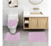 QRFASFZO Set Tappeti Bagno 3 Pezzi in Microfibra, Tappeti Assorbente Antiscivolo,Decorazione malva, motivo astratto di margherite e camomilla, fiori d'amore classici, kitsch P,Tappetini Doccia