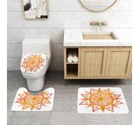 QRFASFZO Set Tappeti Bagno 3 Pezzi in Microfibra, Tappeti Assorbente Antiscivolo,Decorazione mandala con motivo floreale indiano. Questo è un mandala che abbiamo creato noi ste,Tappetini Doccia