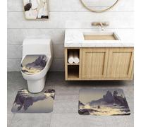 QRFASFZO Set Tappeti Bagno 3 Pezzi in Microfibra, Tappeti Assorbente Antiscivolo,Decorazione medievale, fantastico dipinto di un re che cammina nel mare, racconto gotico,Tappetini Doccia