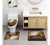 QRFASFZO Set Tappeti Bagno 3 Pezzi in Microfibra, Tappeti Assorbente Antiscivolo,Decorazione mistica, cavallo nel roseto Farfalle Fantasia Chiaro di luna,Tappetini Doccia