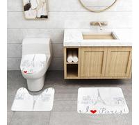 QRFASFZO Set Tappeti Bagno 3 Pezzi in Microfibra, Tappeti Assorbente Antiscivolo,Decorazione parigina, schizzo della città con la scritta I Love Paris Fashion Ce,Tappetini Doccia