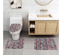 QRFASFZO Set Tappeti Bagno 3 Pezzi in Microfibra, Tappeti Assorbente Antiscivolo,Decorazione tribale, motivo etnico astratto africano a strisce con triangoli creativi, arte, Ci,Tappetini Doccia