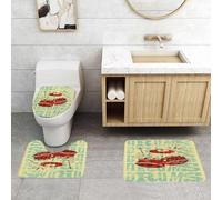 QRFASFZO Set Tappeti Bagno 3 Pezzi in Microfibra, Tappeti Assorbente Antiscivolo,Decorazione vintage, p con batteria groovy, percussioni, strumento musicale rock, suona vibrazi,Tappetini Doccia