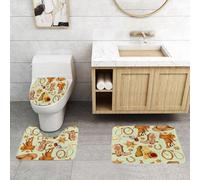 QRFASFZO Set Tappeti Bagno 3 Pezzi in Microfibra, Tappeti Assorbente Antiscivolo,Decorazione Western, motivo senza cuciture con cowboy del selvaggio West, sella per cavallo, st,Tappetini Doccia