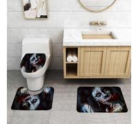 QRFASFZO Set Tappeti Bagno 3 Pezzi in Microfibra, Tappeti Assorbente Antiscivolo,Decorazione zombi, donna morta spaventosa con ascia insanguinata, mistero gotico fantasy malvag,Tappetini Doccia
