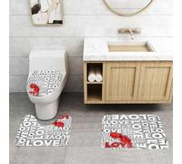 QRFASFZO Set Tappeti Bagno 3 Pezzi in Microfibra, Tappeti Assorbente Antiscivolo,Decorazioni d'amore, macro grandi testi d'amore, impostazione di lettere Emoci,Tappetini Doccia