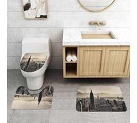 QRFASFZO Set Tappeti Bagno 3 Pezzi in Microfibra, Tappeti Assorbente Antiscivolo,Decorazioni di New York, vista aerea di New York in inverno American Photo STO,Tappetini Doccia