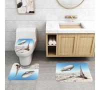 QRFASFZO Set Tappeti Bagno 3 Pezzi in Microfibra, Tappeti Assorbente Antiscivolo,Decorazioni parigine, Zepn e Torre Eiffel sopra un cielo di nuvole da sogno,Tappetini Doccia